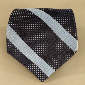 OXXFORD CLOTHES Navy Blue Diagonal Stripe Silk Tie